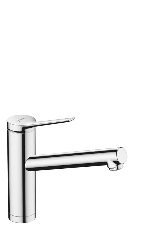 Spültischmischer von Hansgrohe mit schmalem, verchromtem Design und einer einzelnen Bedienhebel, ideal für moderne Küchenarmaturen.
